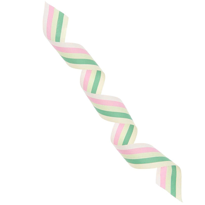 Rico - Woven Ribbon Multi Stripes - Pink/Green/Yellow - 25 Mm X 3 M