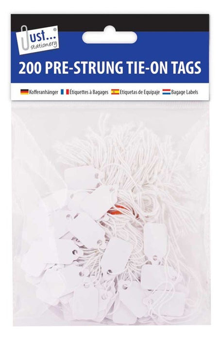 200 Pre Strung White Tags 13x20mm
