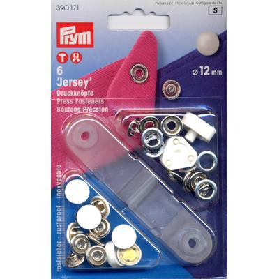 Non-Sew Fastener Jersey 12mm Wh