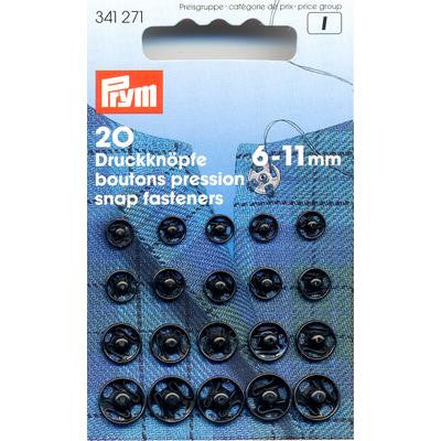 Sew-On Snap Fastener 6-11mm Black