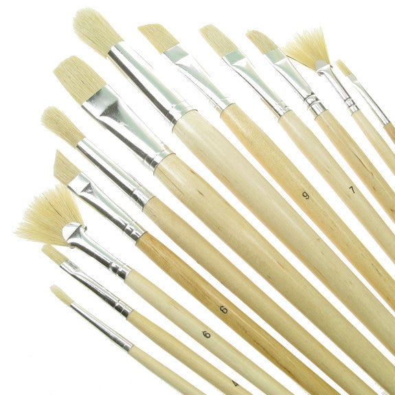 Value Brush Set White Bristle LH Assorted 12 Pack
