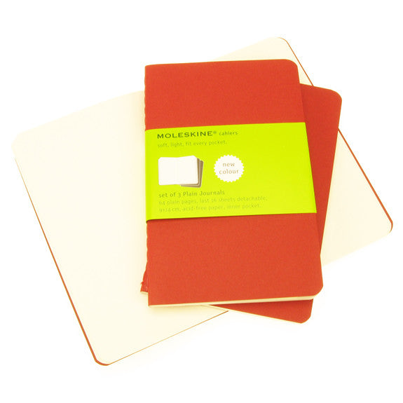 Moleskine Cahier Plain Pocket 3 Pack Red Cover