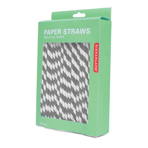 Paper Stripey Straws - 144pk Blue/White