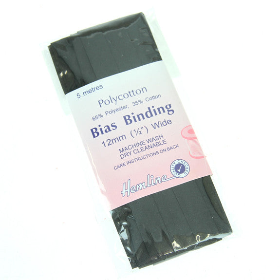 Hemline Bias Binding 12mm Black