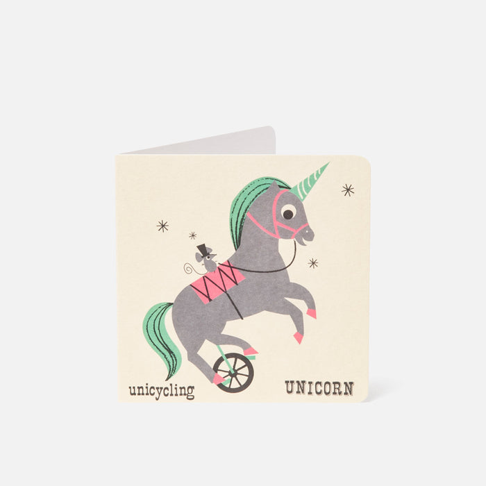 A-Z Card Unicycling Unicorn