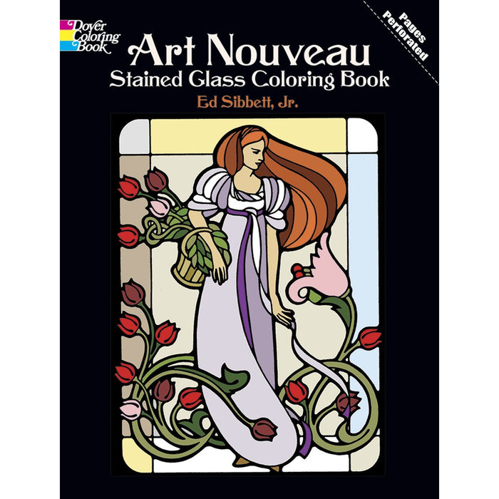 Art Nouveau Stained Glass Colouring Book