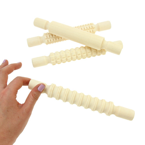Textured Wooden Rolling Pins - 4 Pack
