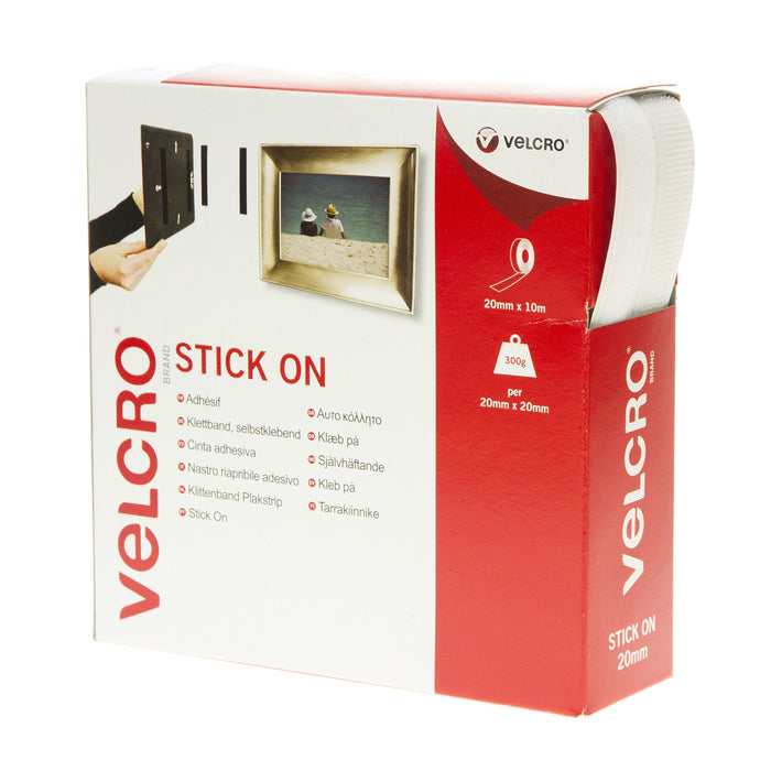 VELCRO® Brand Stick On Tape Hook & Loop 20mm x 10m White