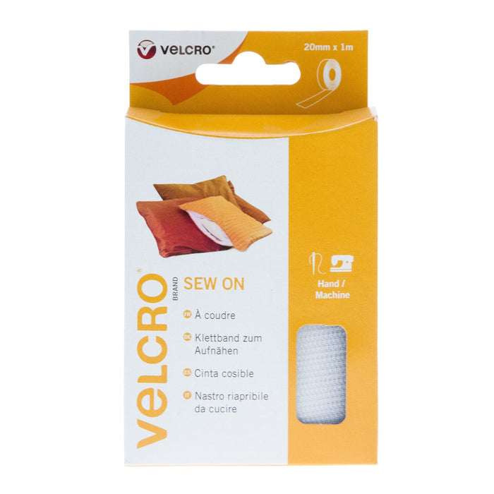 VELCRO® Brand Sew On Tape Hook & Loop 20mm x 1m White