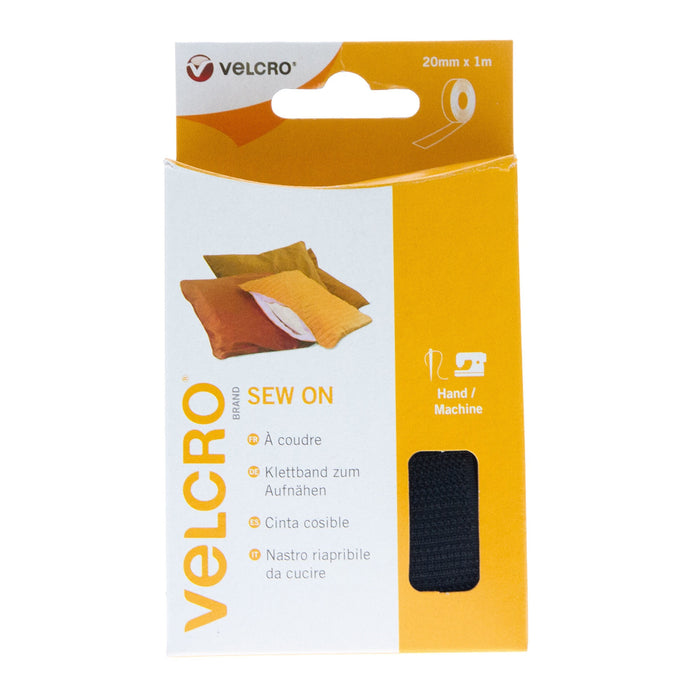 VELCRO® Brand Sew On Tape Hook & Loop 20mm x 1m Black