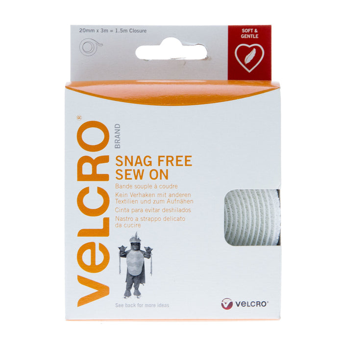 VELCRO® Brand Snag Free Sew On Tape Hook & Loop 20mm x 3M White