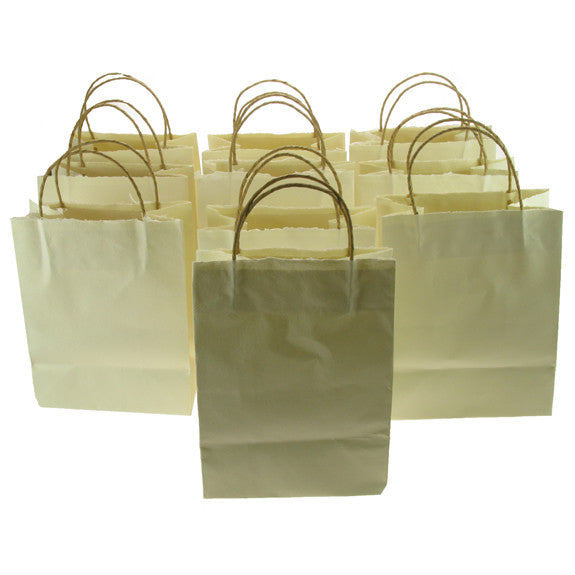 Handmade Recycled Paper Bags. 10 pack White Large