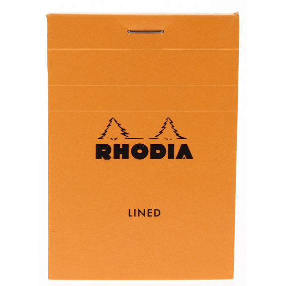 Rhodia Orange Head Stapled Pad 7.4X10.5Cm Sq.Lined 11600C