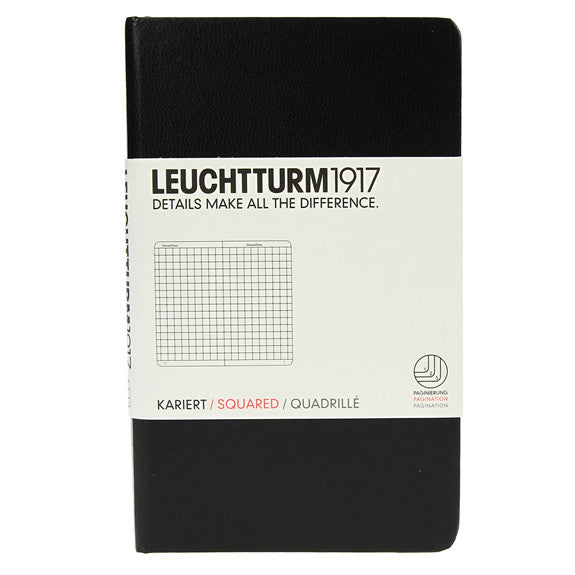 Leuchtturm 1917 Classic Black Hardcover Pocket Notebook Squared