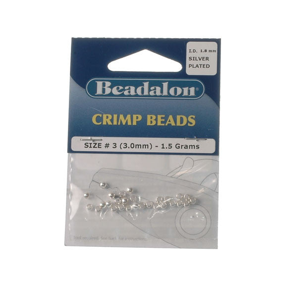 Beadalon Crimp Bead 3.0mm Silver Plate 1.5G