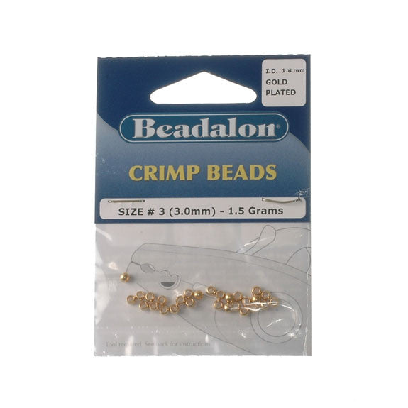 Beadalon Crimp Bead 3.0mm Gold Platet 1.5G