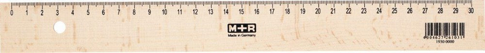 M+R Natural Beechwood Ruler, 30cm