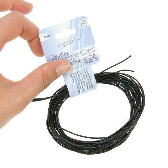 Leather Cord 1mm Round Black 5yds