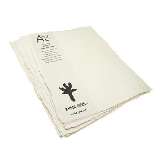 Handmade Recycled Paper, 640gsm, 10 sheets.