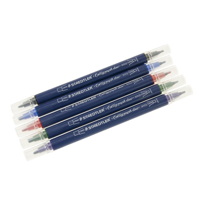 Staedtler Calligraph Duo 3002 Double - ended Markers - 5 Pk Assorted