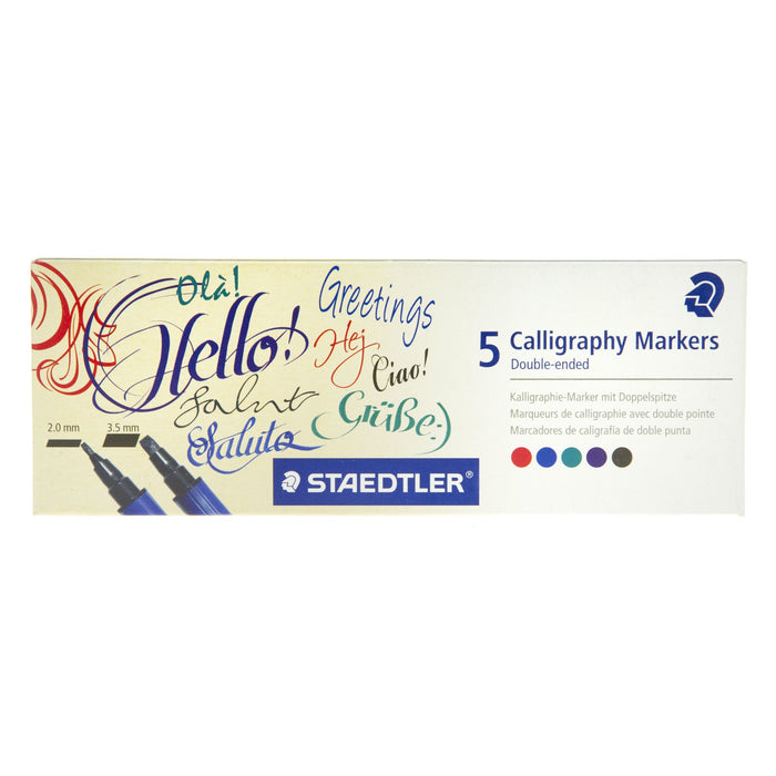 Staedtler Calligraph Duo 3002 Double - ended Markers - 5 Pk Assorted