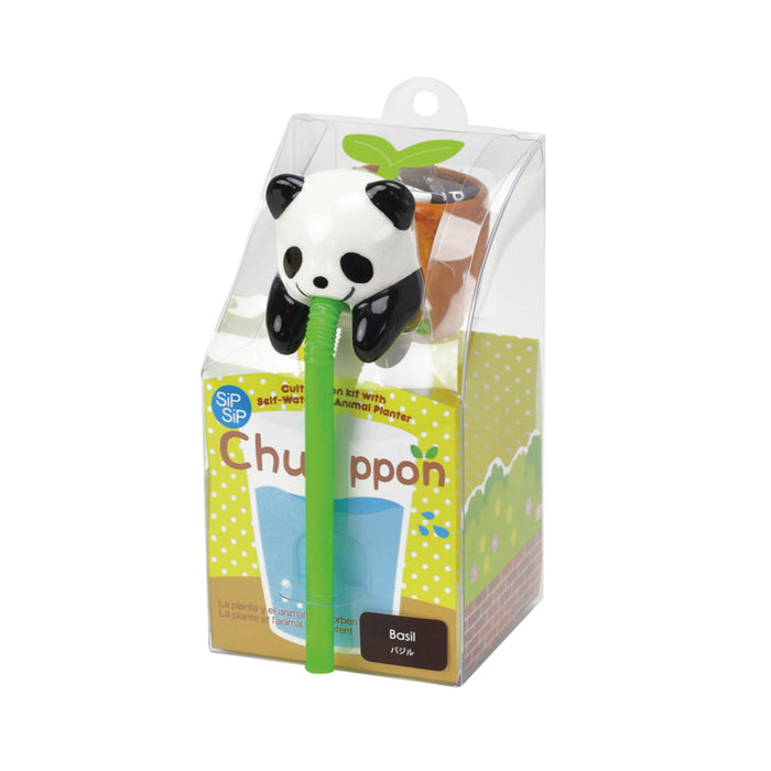 Chuppon Drinking Animal Planter - Panda / Basil