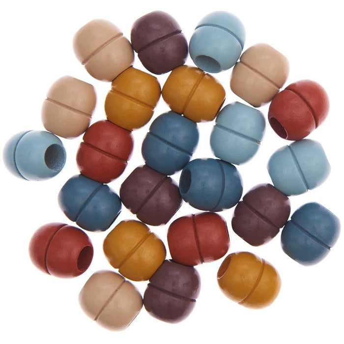 Macramé Beads Wood Earthy Colours 19X22mm 24 Pcs