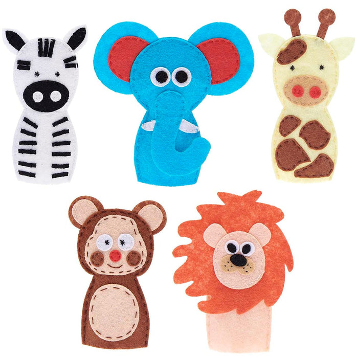 Rico Felt Craft Kit Finger Puppets Wild Animals, 5 pcs