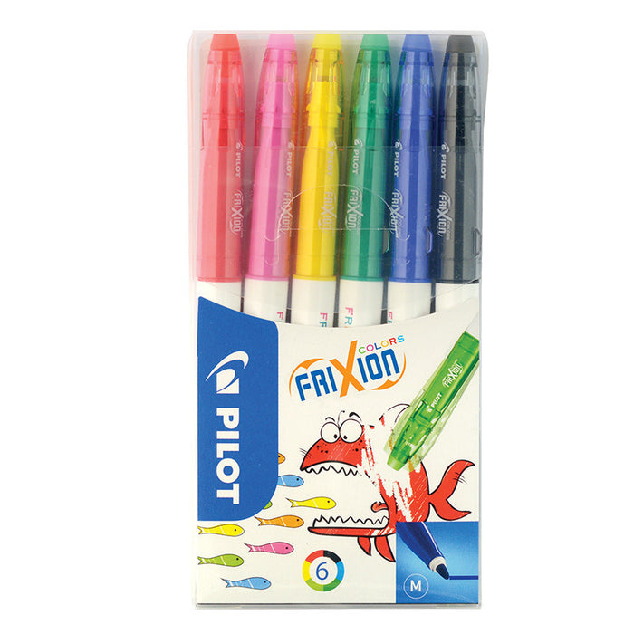 Pilot FriXion Colour Erasable Fibre Tip Colouring Pen Assorted Wallet of 6