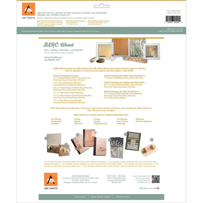 Arc Crafts/Etc Paper - Cherry -Barc Wood Sheet Pb