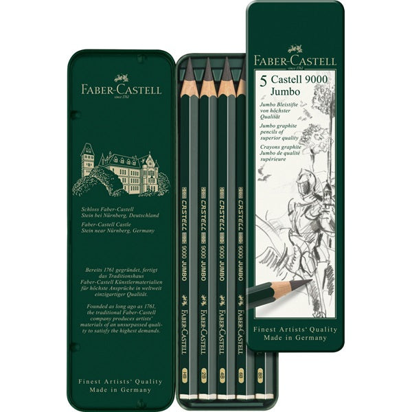 Castell 9000 Jumbo Pencil Tin of 5