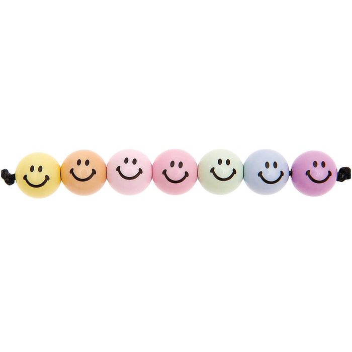 Smiley Beads Round Rainbow Pastel