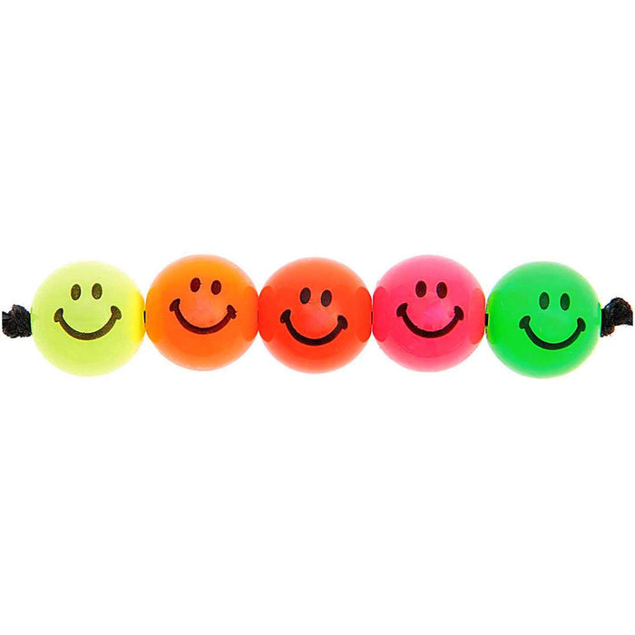 Smiley Beads Round Rainbow Neon