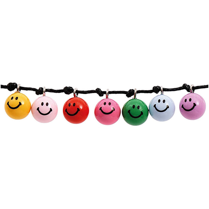 Smiley Beads Round With Loop Rainbow Mix