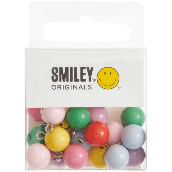 Smiley Beads Round With Loop Rainbow Mix