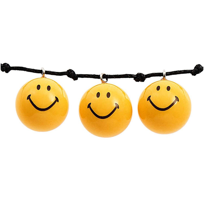 Smiley Beads Round With Loop Yellow