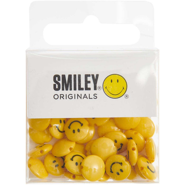 Smiley Beads Lentil Shaped Yellow