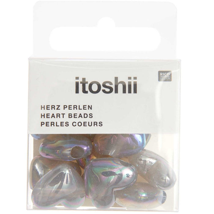 Heart Beads Holographic Grey