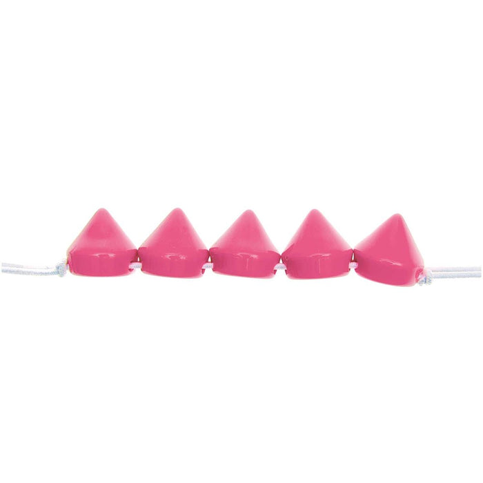 Pyramid Beads Round Neon Pink