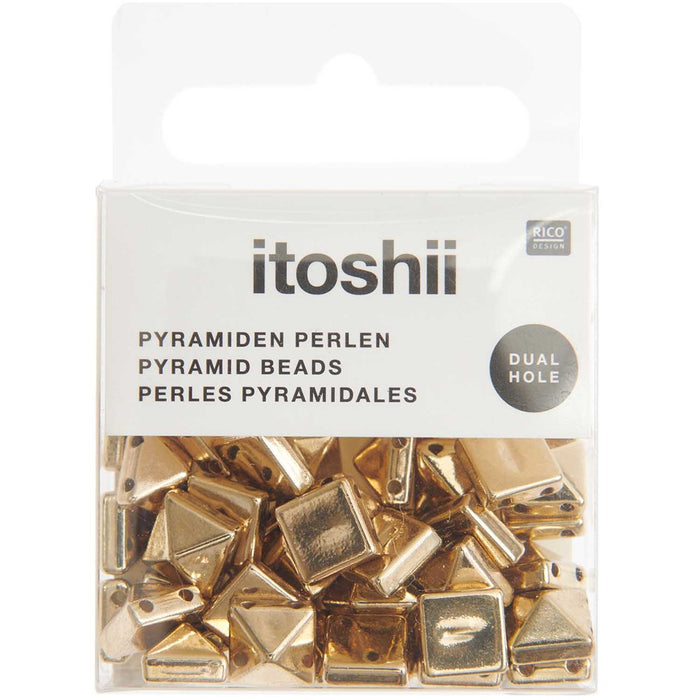 Pyramid Beads Square S Gold