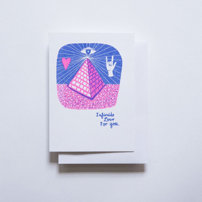 Yellow Owl Risograph Card - Infinite Love Pyramid