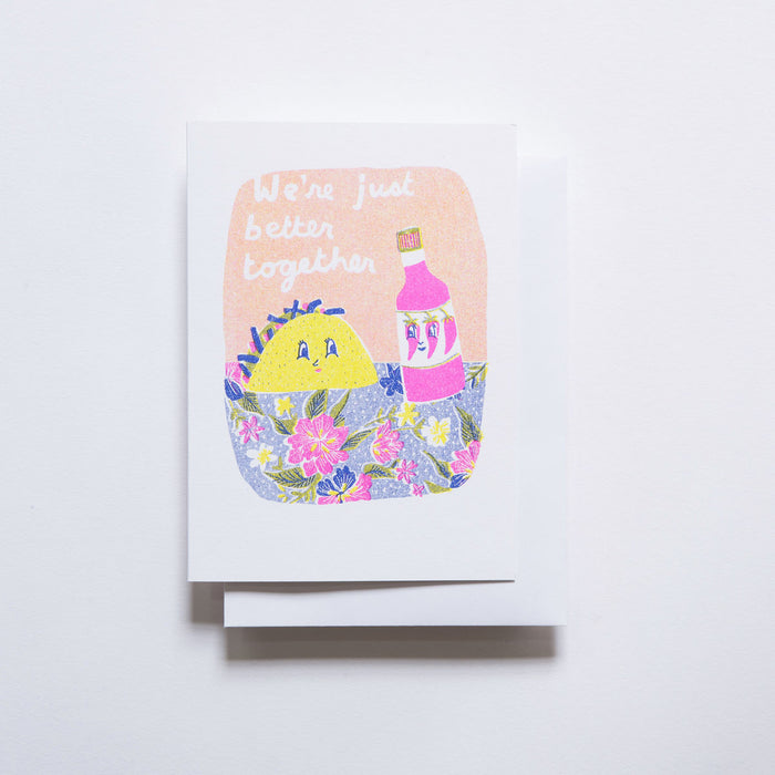 Yellow Owl Risograph Card - Better Together Taco