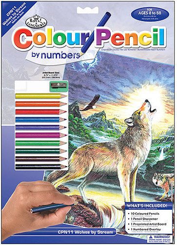 Colour Pencil By Numbers - Wolves By Stream