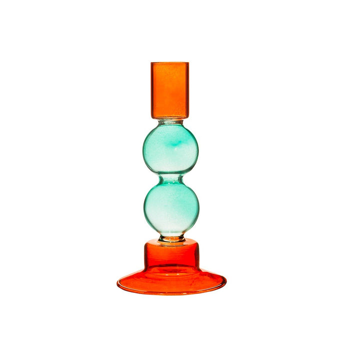 Turquoise & Red Two Tone Bubble Candleholder
