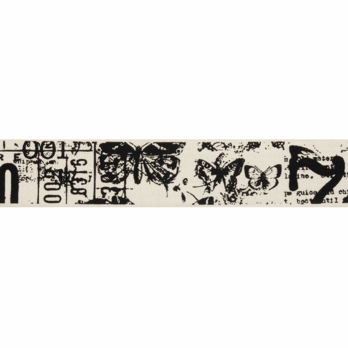 Natural Trim- 5m x 25mm - Butterfly Text Print