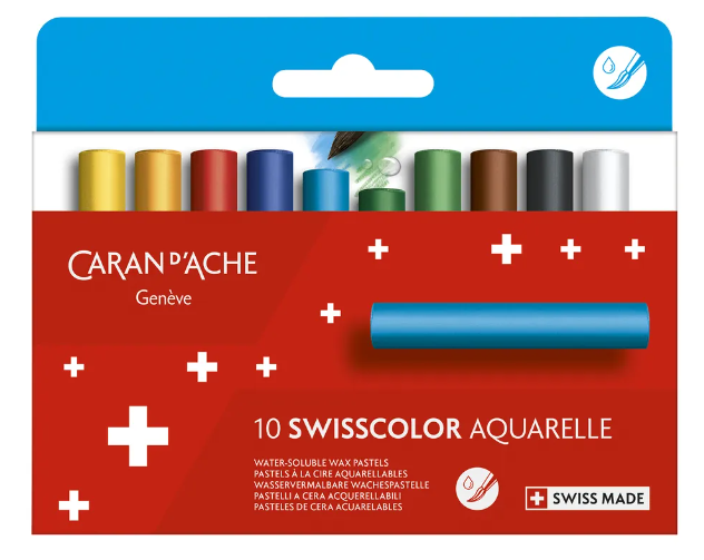 Caran D'Ache Swisscolor Aquarelle Half-length Wax Pastels 10