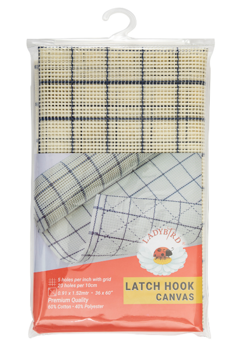 Latch Hook Canvas: 5 Count: 1.52m x 91.4cm, White