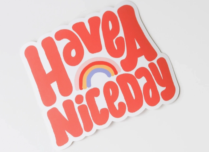 Have A Nice Day Hand Rainbow Sticker