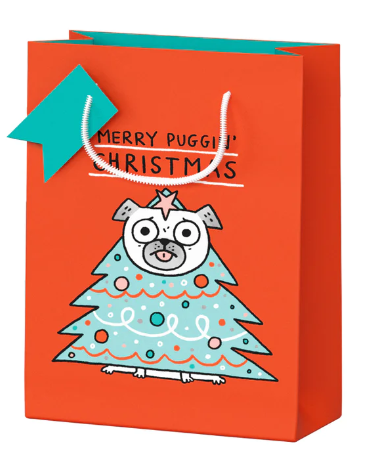 Merry Puggin Christmas Small Gift Bag