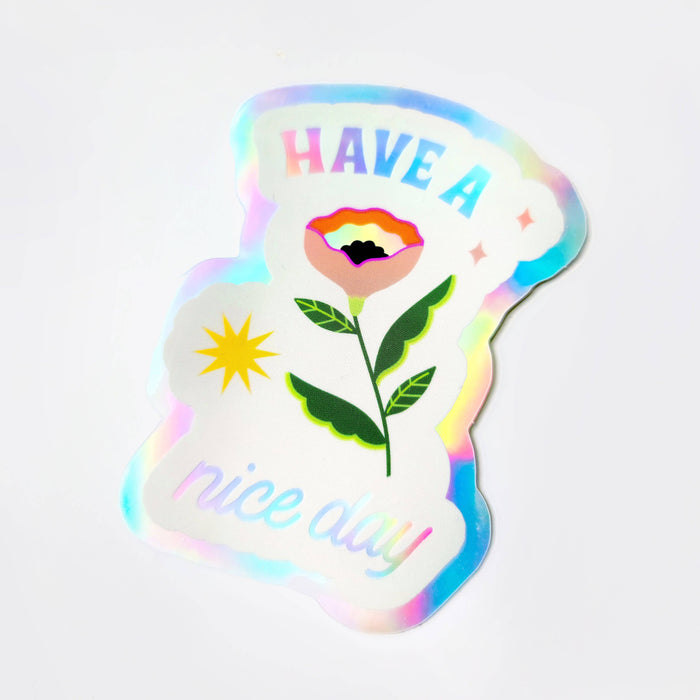 Holographic Bloom Flower Sticker